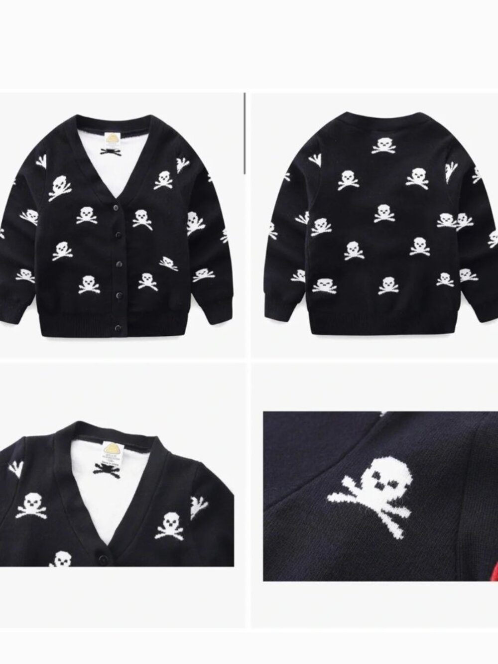 2T Mud Kingdom Boys Cardigan Sweater Skull
